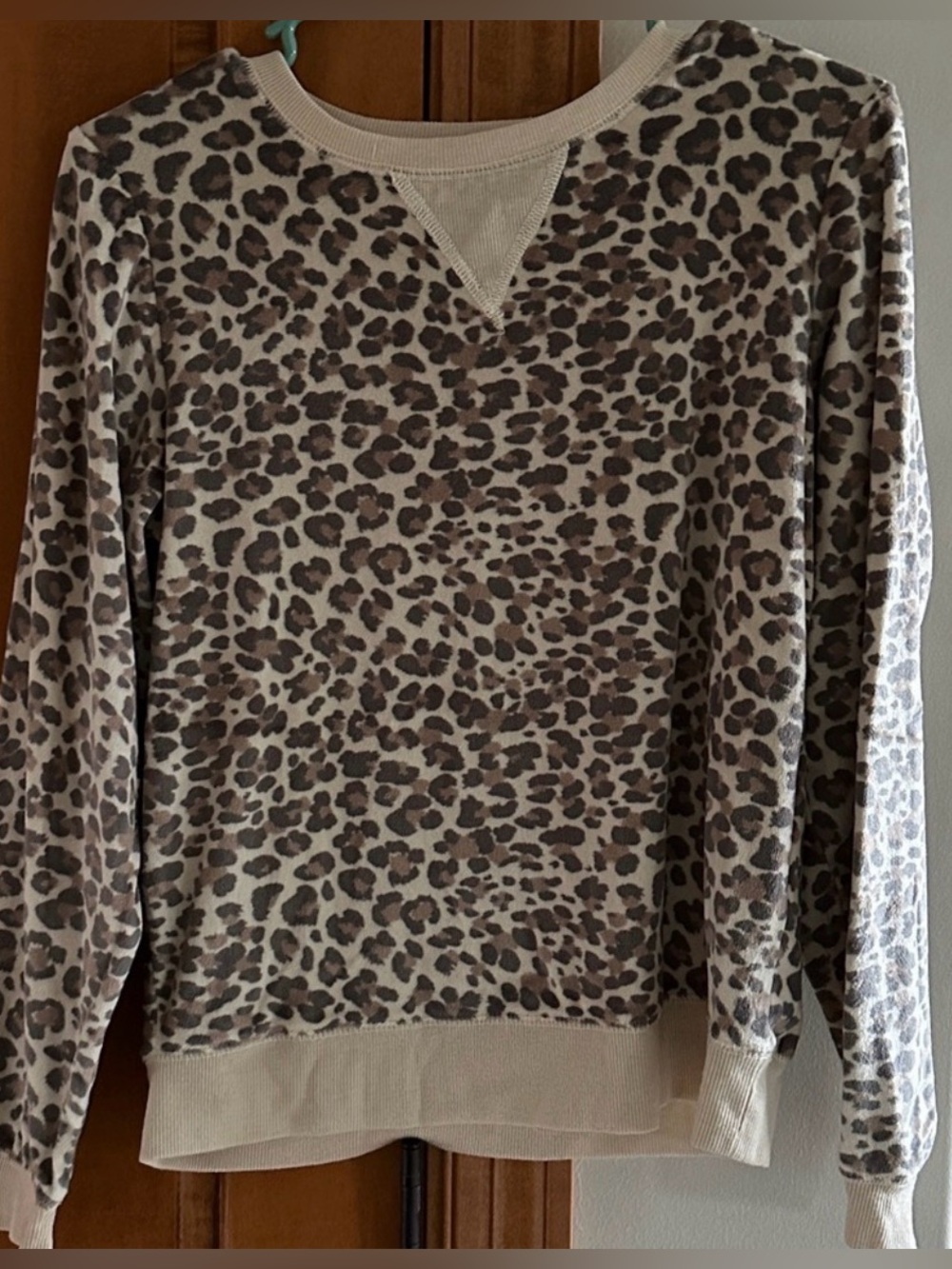 Honeydew Intimates Leopard Print Pullover Sweatshirt Cozy Rib Trim Small S